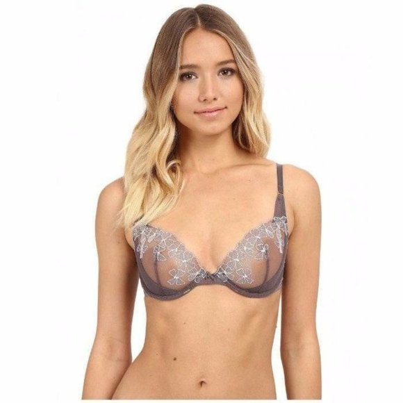 Skarlett Blue Other - Skarlett Blue Coquette Unlined Sheer Demi Underwire Bra Gray 32B #1730118